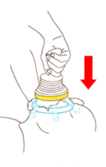 Griff nach unten drücken um Vakuum zu aktivieren.